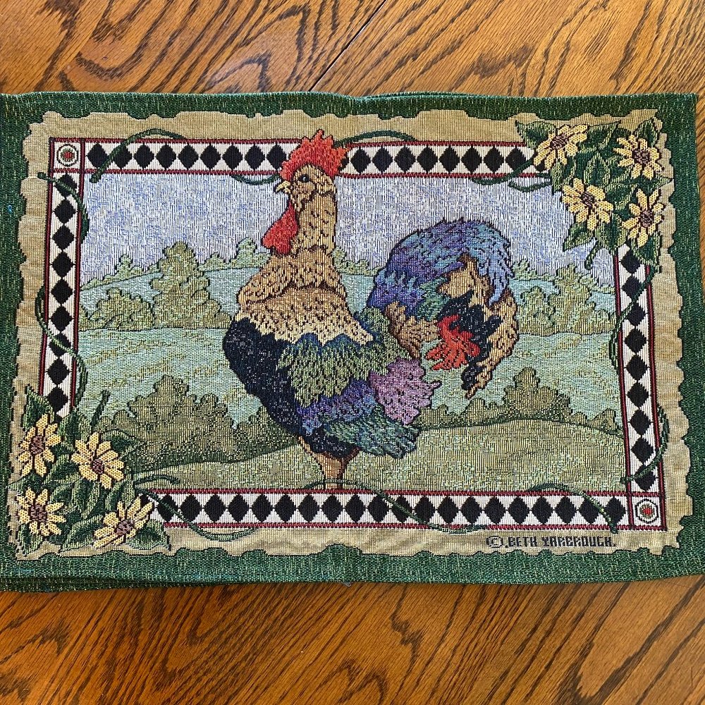 Beth Yarbrough 19" x 13" Woven Turkey Tapestry Placemats NWOT Set of 4